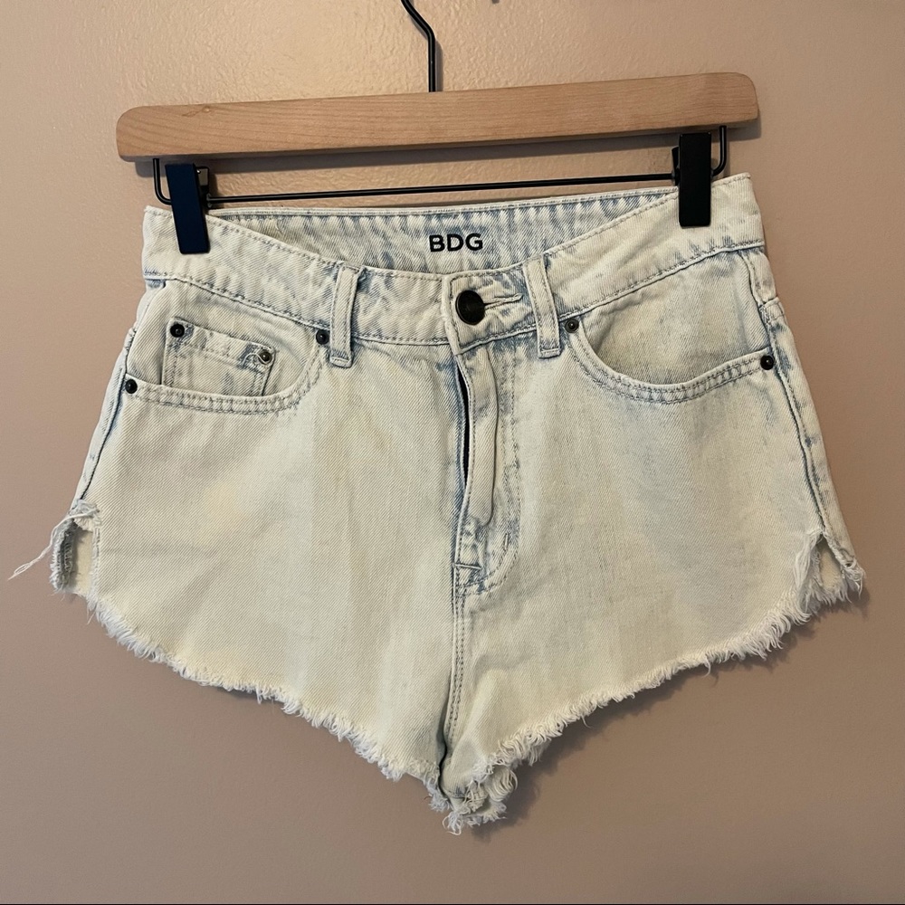 BDG High Rise Dolphin Acid Wash Denim Shorts